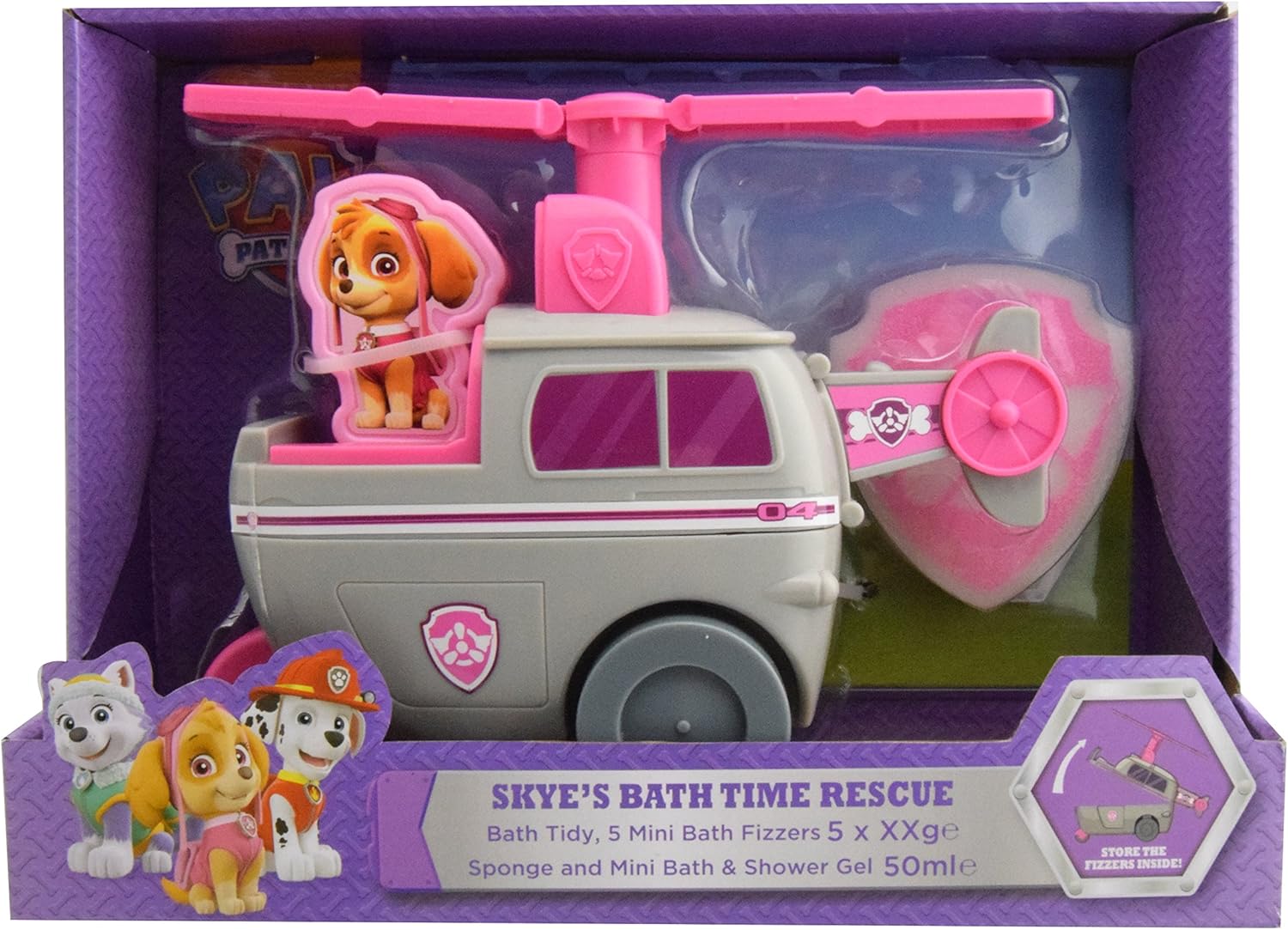PAW PATROL K30055 Skye Bath Time Rescue Tidy Toy Gift Set Amazon.co.uk