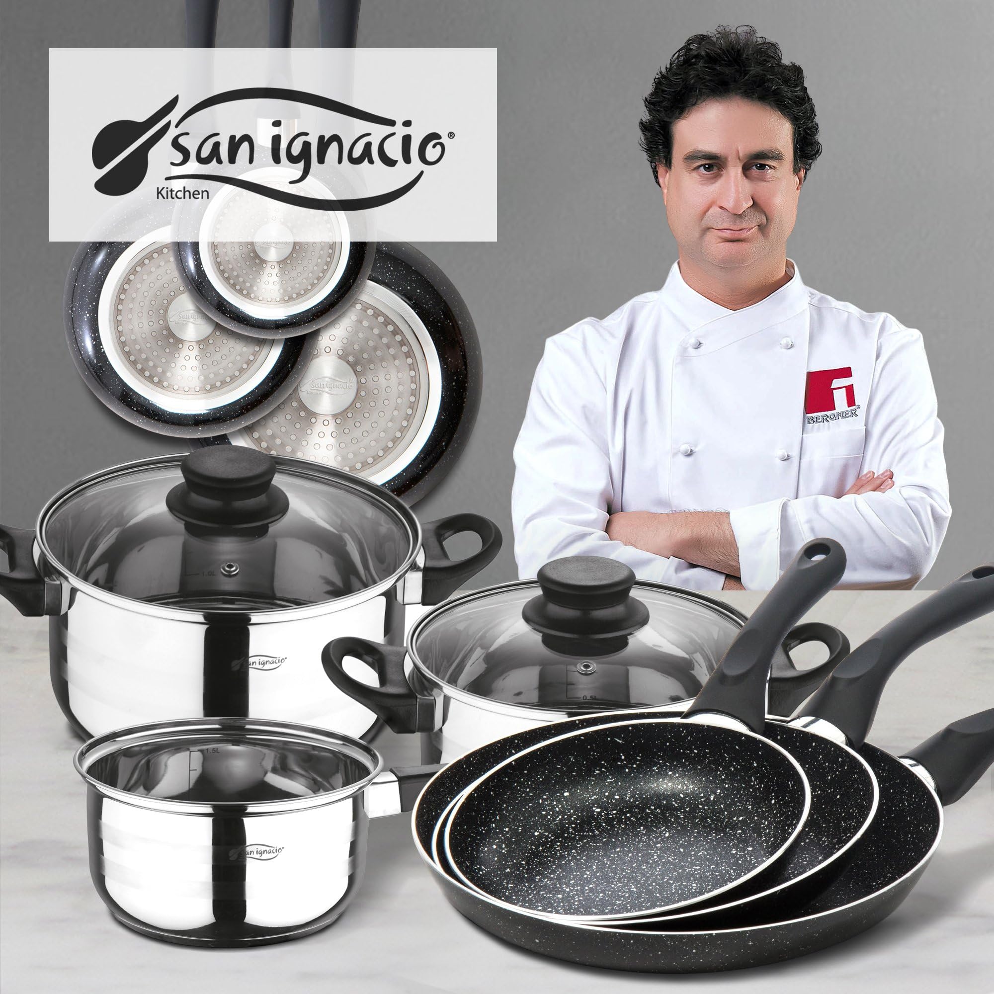 San Ignacio Coopper Cookware Set, Stainless Steel, Silver