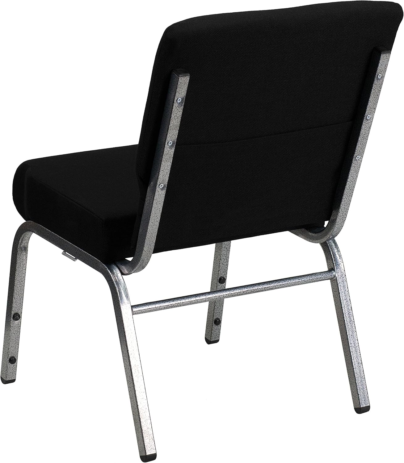 Flash Furniture HERCULES Series 21''W Stacking Church Chair in Black Fabric - Silver Vein Frame: Furniture & Decor