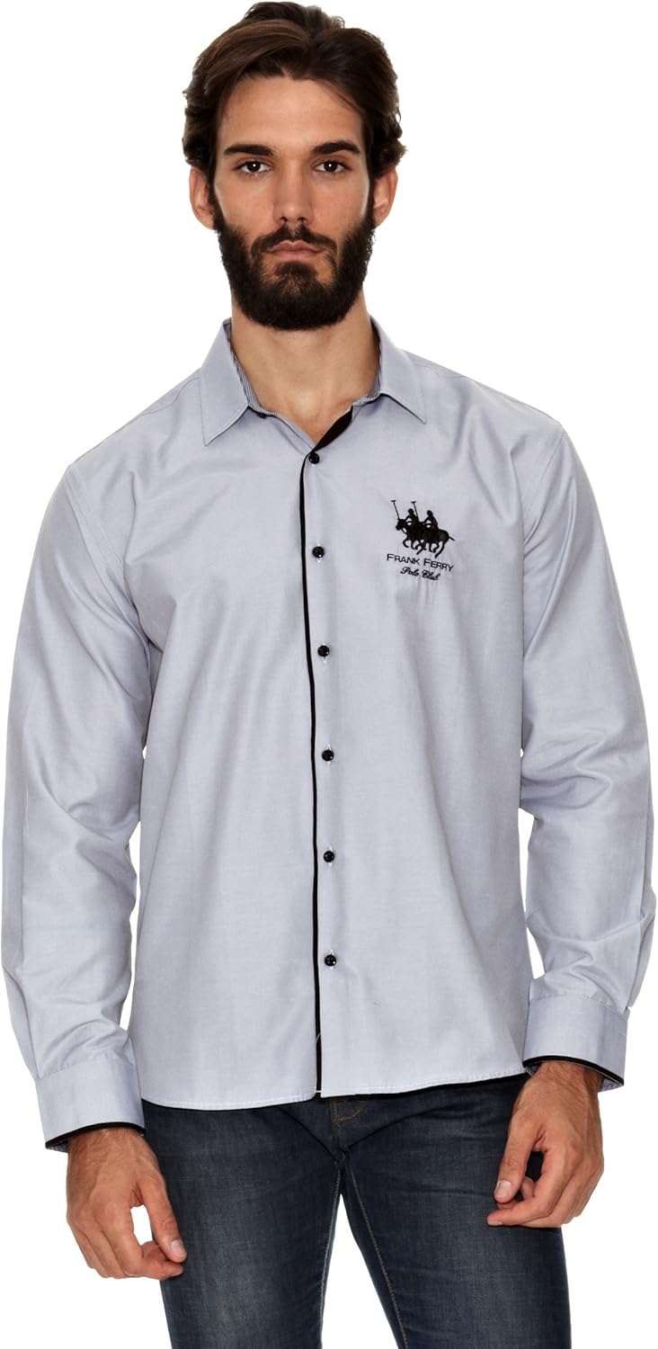 FRANK FERRY Camisa Hombre Gris 2XL: Amazon.es: Ropa y accesorios