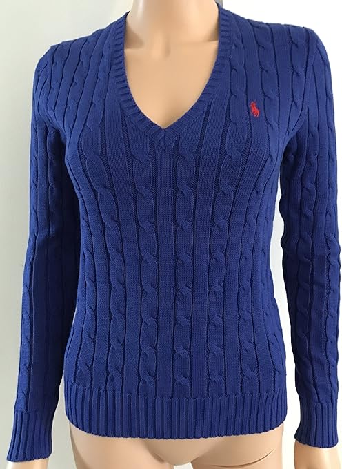 RALPH LAUREN LADIES/WOMENS LUXURY V Neck JUMPER/SWEATER S/M/L/XL 100%