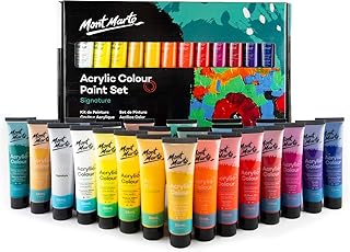 Mont Marte Premium Acrylfarben Set – 24 Stück, 36ml Tuben – Ideal für Acrylmalerei – Brillante Lichtechte Farben mit großer Deckkraft – Perfekt geeignet für Anfänger, Profis und Künstler