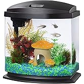 Aqueon LED MiniBow Small Aquarium Fish Tank Kit, Black, 2.5 Gallon | Desktop Fish Tank, Betta Fish Bowl, Quick and Easy Tank Change with SmartClean Technology