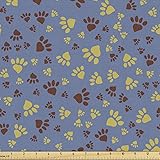 Ambesonne Paw Print Fabric by The Yard, Many Animal