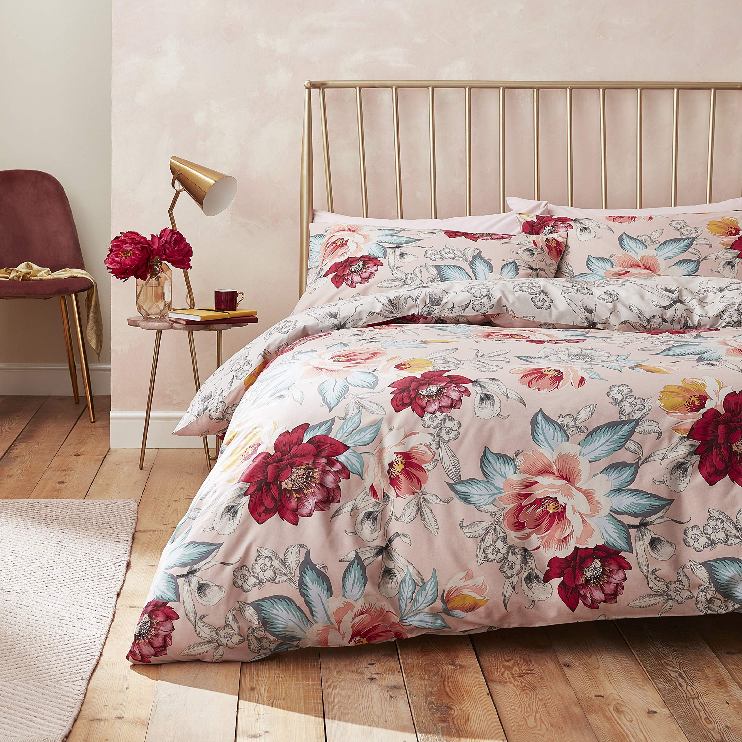 Catherine Lansfield Isla Floral Duvet Cover Set Double Bed 200 x 200 + 50 x 80 (2)