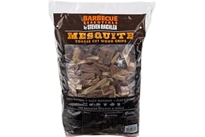 STEVEN RAICHLEN'S PROJECT SMOKE Steven Raichlen All Natural Mesquite Wood Chips for Smoker - 260 Cu. In. Bag, Approx 2 lbs - Kiln Dried Coarse Cut BBQ Grill Wood Chips for Smoking Meat - Barbecue Accessories & Grilling Gifts for Men