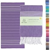 WETCAT Turkish Beach Towel Oversized (38"x71") 100% Turkish Cotton, Made in Turkey - Sand Free, Extra Large, Ultra Soft, Quick Drying, Compact &amp; Lightweight for Travel - Dark Purple