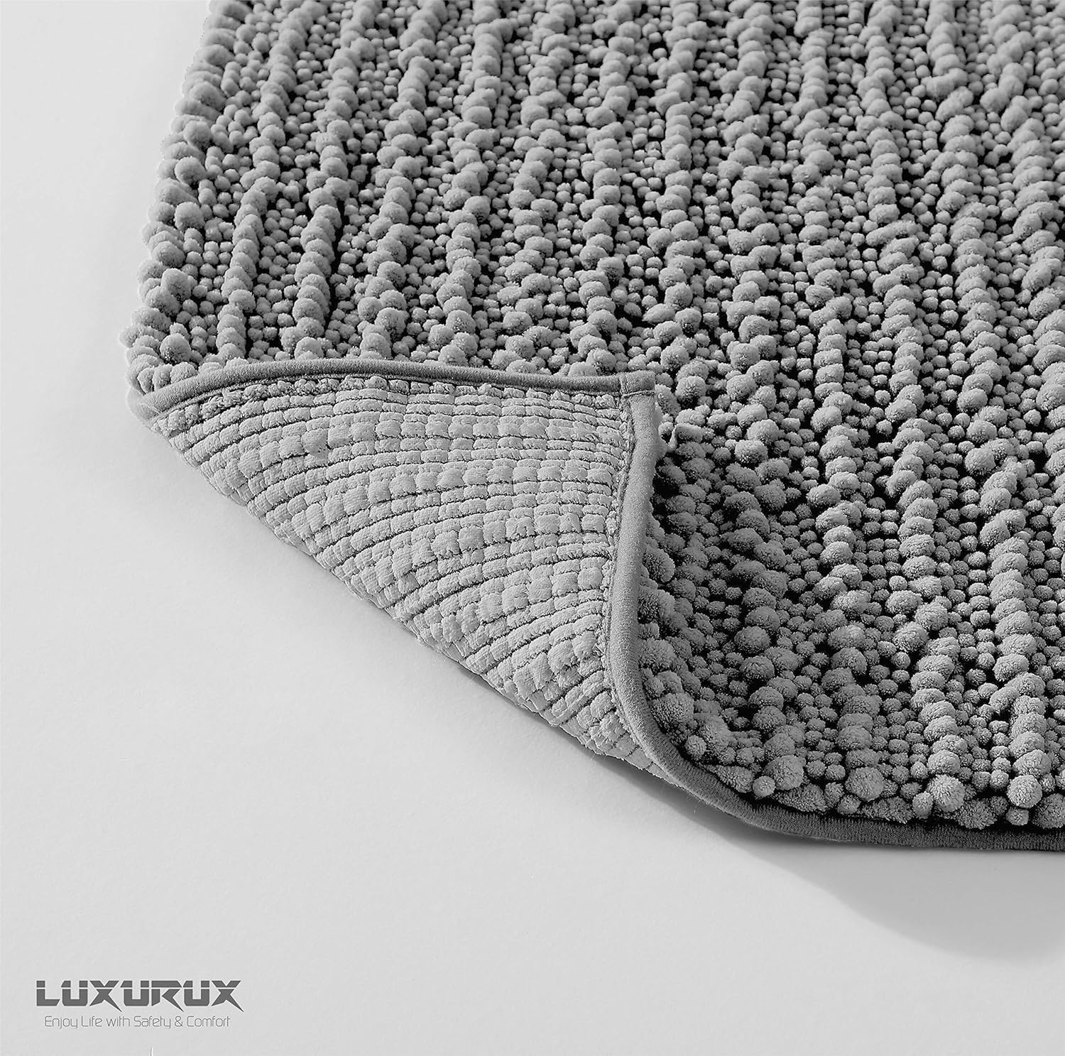 Zebrux Non Slip Thick Shaggy Chenille Bathroom Rugs, Bath Mats for Bathroom Extra Soft and Absorbent - Striped Bath Rugs Set for Indoor/Kitchen (20 x 30 + 15 x 23'', Light Grey): Kitchen & Dining