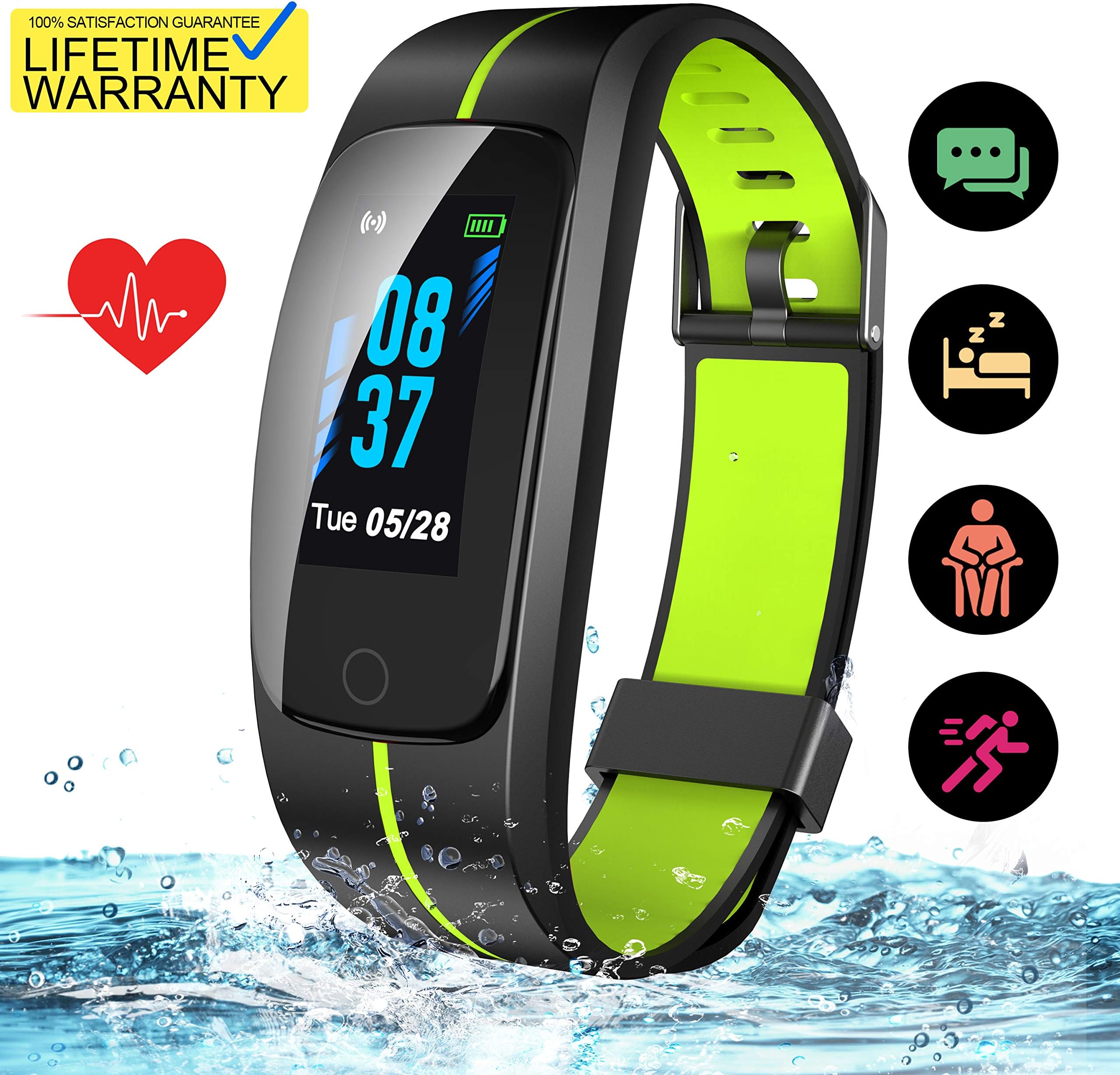 Updated 2019 Version High-End Fitness Tracker HR, Activity Trackers Health Exercise Watch with Heart Rate and Sleep Monitor, Smart Band Calorie Counter, Step Counter, Pedometer Walking for Men & Women