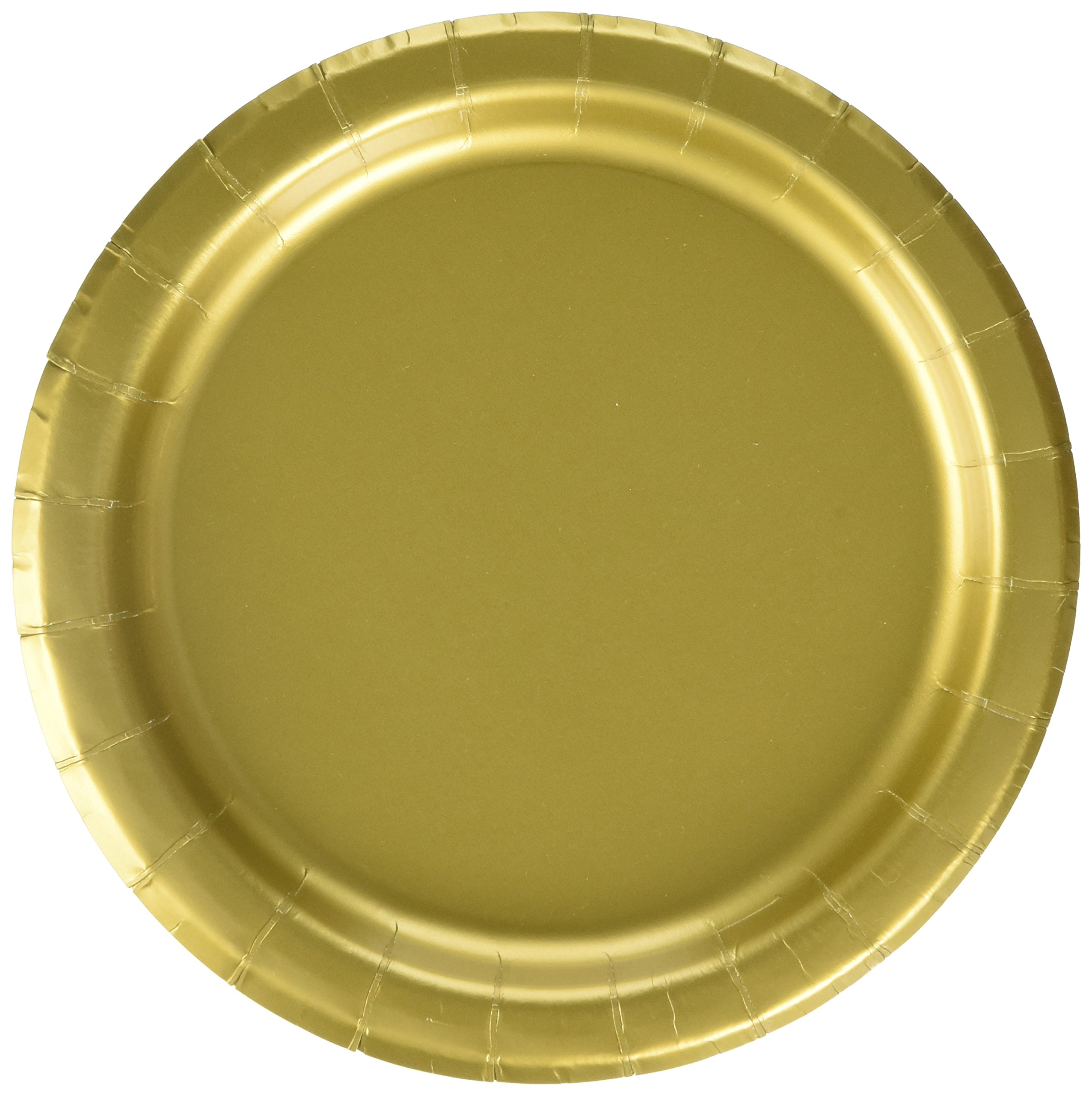 Gold Solid Round Paper Dessert Plates (17cm) 20 Count - Vibrant Paper Plates for Parties and Events, Perfect for Appetizers, Snacks, and Desserts