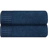 GLAMBURG 100% Cotton 2 Pack Oversized Bath Towel Set 28x55 Inches, Ultra Soft Highly Absorbant Compact Quickdry & Lightweight Large Bath Towels, Ideal for Gym Travel Camp Pool - Mineral Blue