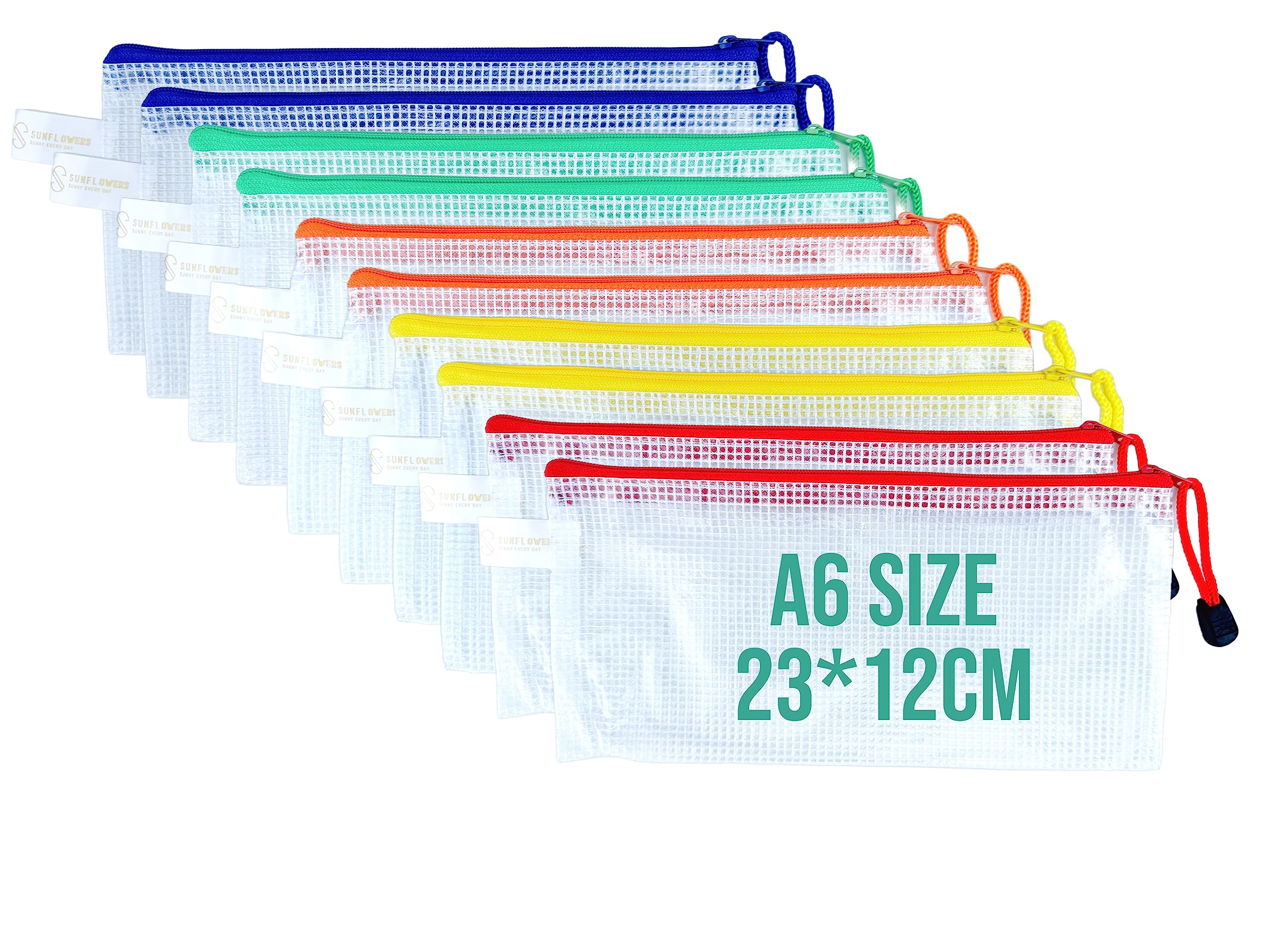 10-Pack Pencil Cases with A6 Plastic Wallets, Document Wallets, Plastic Folders, Zip Document Bags & Folders