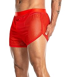 FIROTTII Mens Mesh Shorts Sexy Boxers See Through
