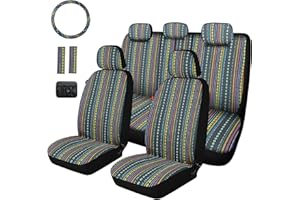 ENOGE Baja Saddle Blanket Seat Covers Full Set Breathable Boho Car Seat Covers Universal Fit for Cars SUV Truck Vans (Baja Green, Full Set)