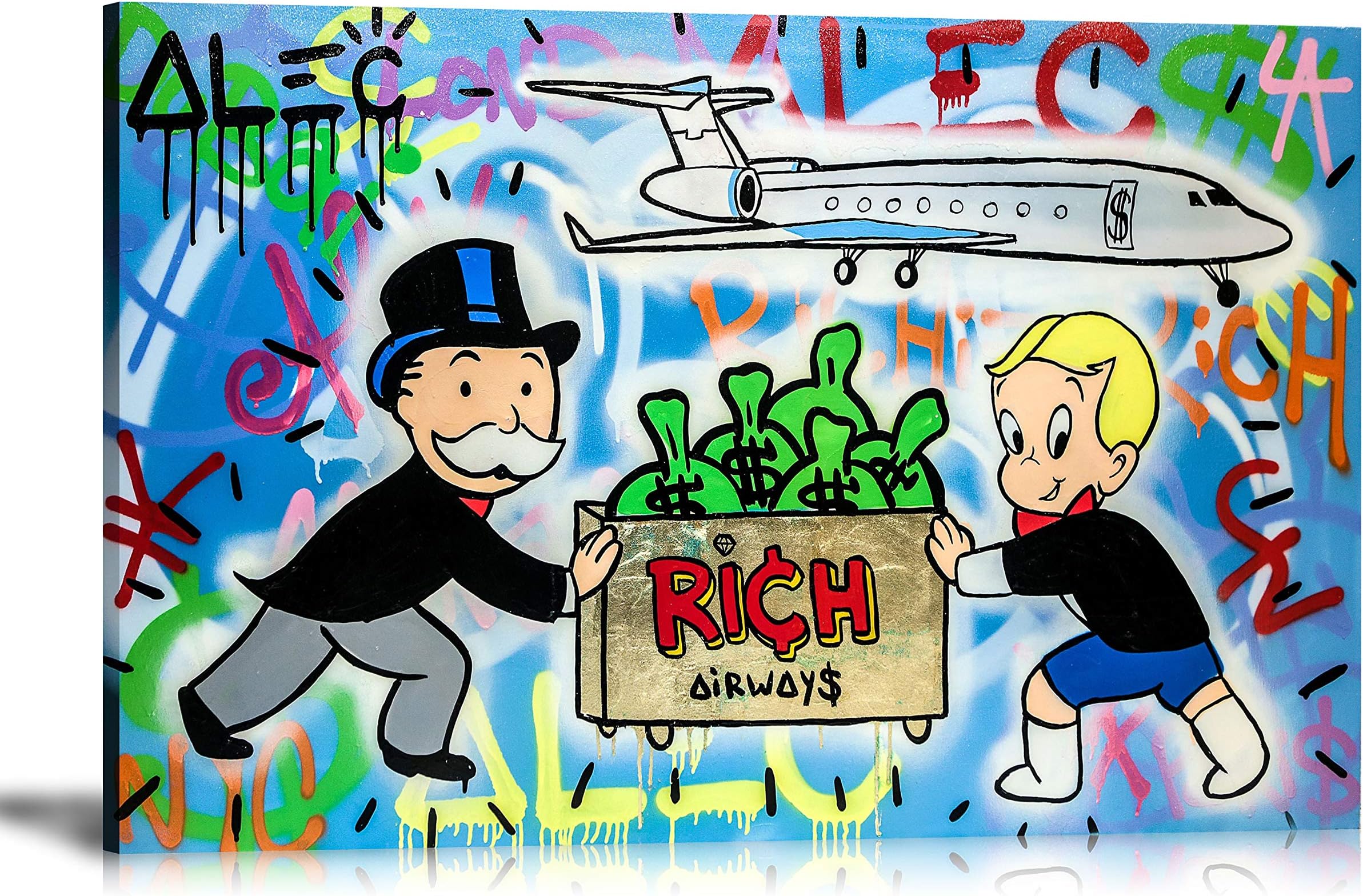 Newartprint ALEC Monopoly HD Printed Oil Paintings Home Wall Decor Art On Canvas Rich Air Ways 24x36inch Unframed