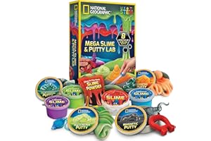 BLUE MARBLE NATIONAL GEOGRAPHIC Mega Slime Kit & Putty Lab - 4 Types of Slime Plus 4 Types of Putty Including Magnetic, Slime Kit for Boys and Girls, Sensory Toy & Science Kit