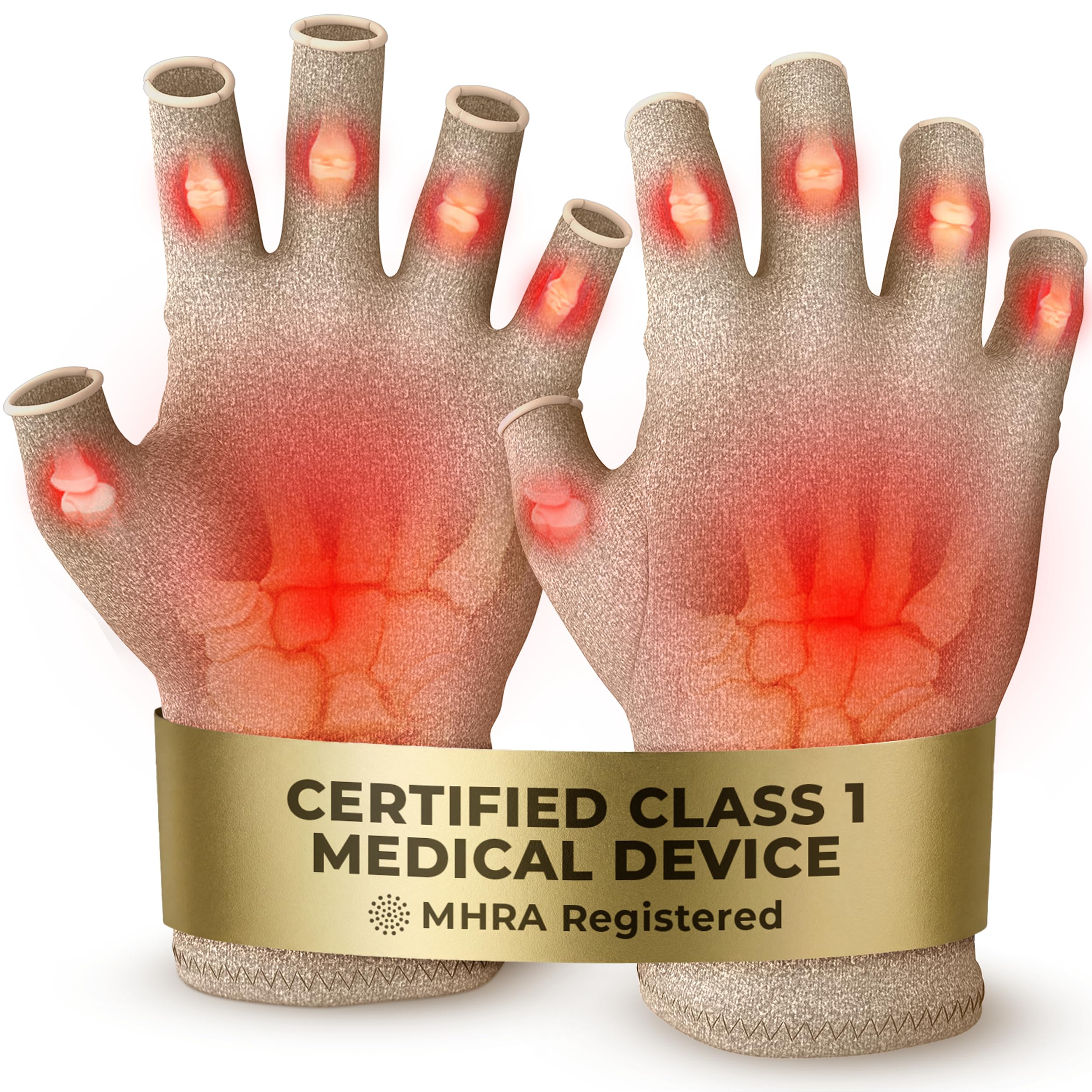 iMedic Arthritis Gloves for Men & Women - Class 1 Medical Device - MHRA Registered – Small Fingerless Compression Gloves for Everyday Use – Relieve Arthritis Pain & Improve Mobility - Cream