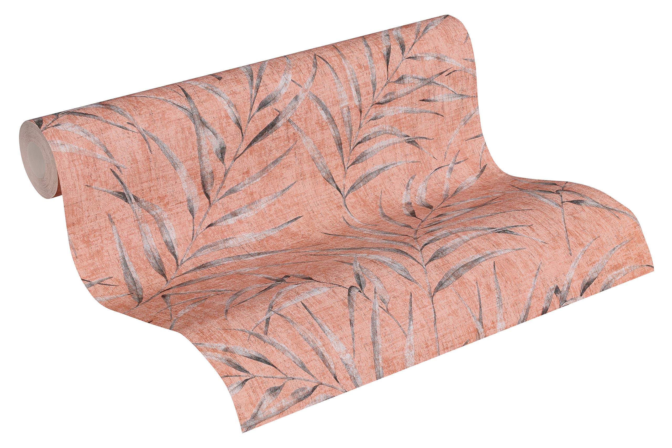 A.S. Création Palm Wallpaper Greenery Non-Woven Wallpaper 10.05 m x 0.53 m Pink Orange Red Made in Germany 373354 37335-4