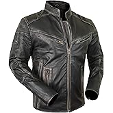 Genuine Lambskin Leather Biker Jacket Men - Black Motorcycle Real Leather Jacket