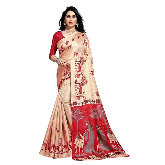 linen with Blouse Piece Single Saree (1576_4_ beige color_ Free Size)