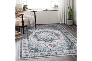 zesthome 8x10 Area Rugs,Stain Resistant Washable Rug,Ultra-Thin Rugs for Living Room,Bedroom,Non-Slip Backing Home Decor Large Area Rug (Blue,8'x10')