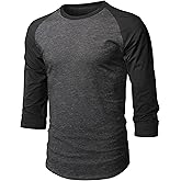 Hat and Beyond Mens Vintage Baseball Raglan 3/4 Sleeve Plain Casual Tee Basic Active T Shirts