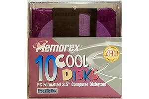 Memorex MF2HD 3.5" PC-Formatted High-Density Floppy Disks with File Box (Colors, 10-Pack)