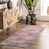 nuLOOM Maple Machine Washable Floral Medallion Runner Rug, 2' 8" x 8', Rust
