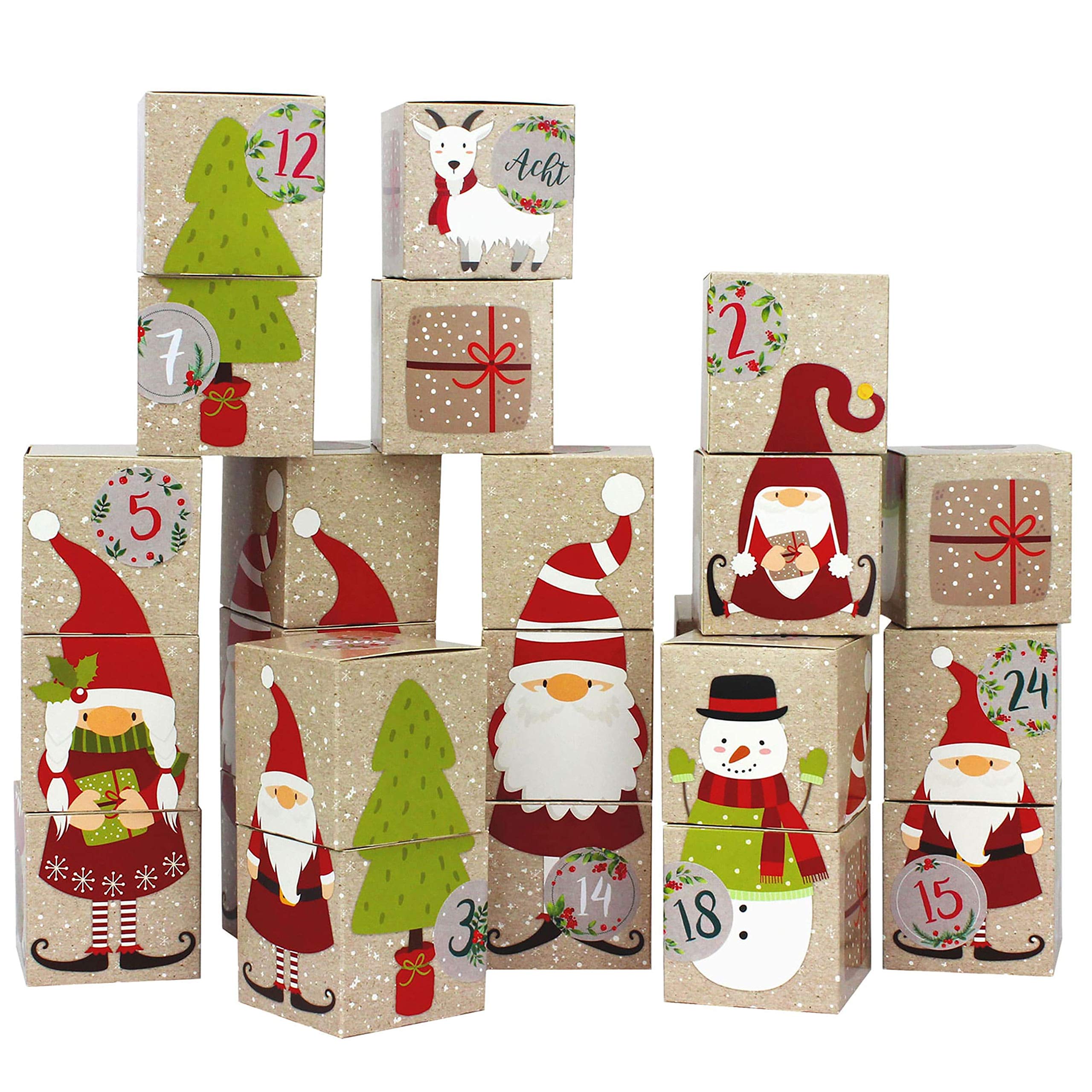 24 Advent calendar boxes - elf design - for you to craft for yourself - Christmas 2018