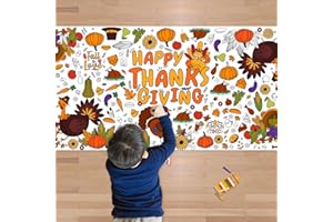 OHOME Thanksgiving Giant Coloring Poster/Tablecloth-Thanksgiving Crafts for Kids-30 x 72 Inches Jumbo Paper Coloring Banner Games Activities Essentials for Kids Gifts - Thanks Giving Decorations Decor
