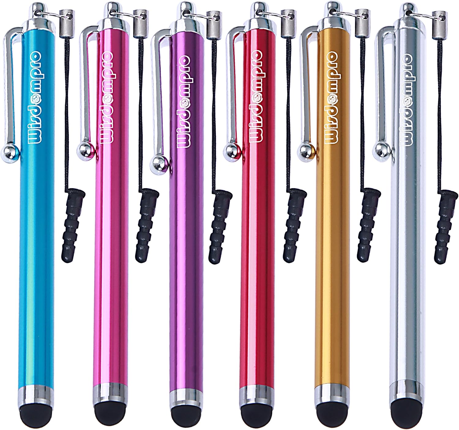Wisdompro Stylus Pens for Touch Screens 9 Pack Universal Capacitive Stylus Pens with Lanyard Tether for iPhones iPads - Image 3