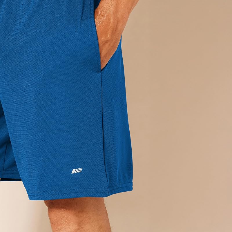 Calções desportivos de basquetebol masculino, largos, cintura elástica, respiráveis, absorventes de humidade, pack de 2, fluorescente azul/verde-lima, M