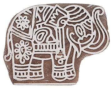 Guru-Shop Holz Stempel Elefant, 8x7x3 cm, Indische Holzstempel