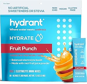 Hydrant Summer Hydrate Fruit Punch (30 Stick Packs) Electrolyte Powder Rapid Hydration Mix, Hydration Powder Packets Drink Mix, Helps Rehydrate Better Than Water