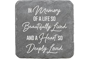 Pavilion Gift Company – Life So Beautifully Lived – 7.75” Indoor Outdoor Weatherproof Decorative Garden Stepping Stone Beloved Grave Memorial in Memory Bereavement Remembrance Loss Gift