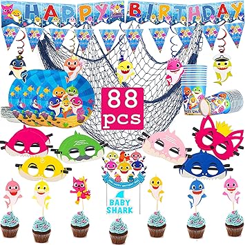 Baby Shark Party Supplies For Baby 88 Pcs Birthday Decorations