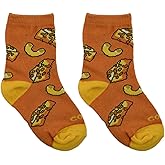 Cool Socks – Mac & Cheese Crew Socks for Kids Ages 4–7 – Fun Food Design in Comfy Cotton Blend – Size Small for Boys & Girls – Great Gift for Birthdays, Holidays, or Snack-Loving Little Ones