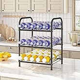 GILLAS 3 5 6 7 8 Tier Water Bottle Storage, Metal Beverage Can Rack,Large Capacity Bottled Rack Water Bottle Holder Stand for Cabinet, Countertop Kitchen, Party, Black