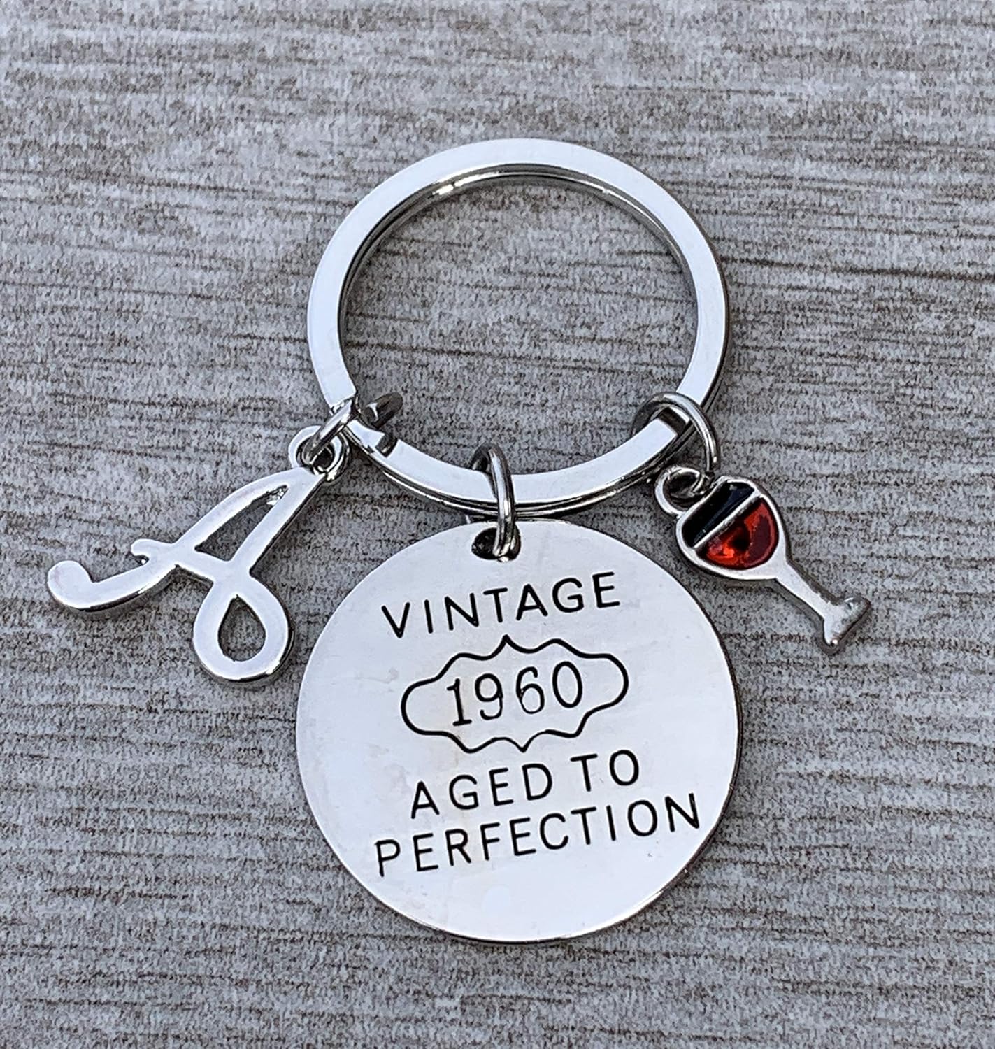 Personalized 60th Birthday Keychain with Letter Charm 60th Birthday