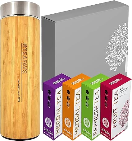 Amapodo Coffret Cadeau Thermo Mug The Cadeau Pour Femmes Et Hommes Anniversaire Bouteille De The 500ml Idee Cadeau Amazon Fr Cuisine Maison