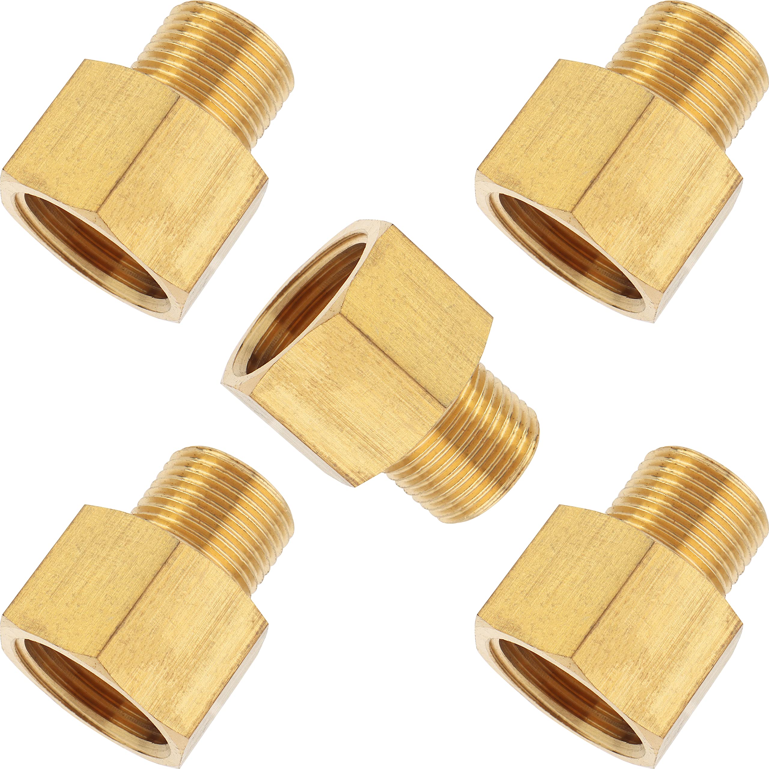 LTWFITTING Brass Pipe 1/2-Inch Female BSPP x 3/8-Inch Male BSPT Adapter Fuel Gas Air (Pack of 5)