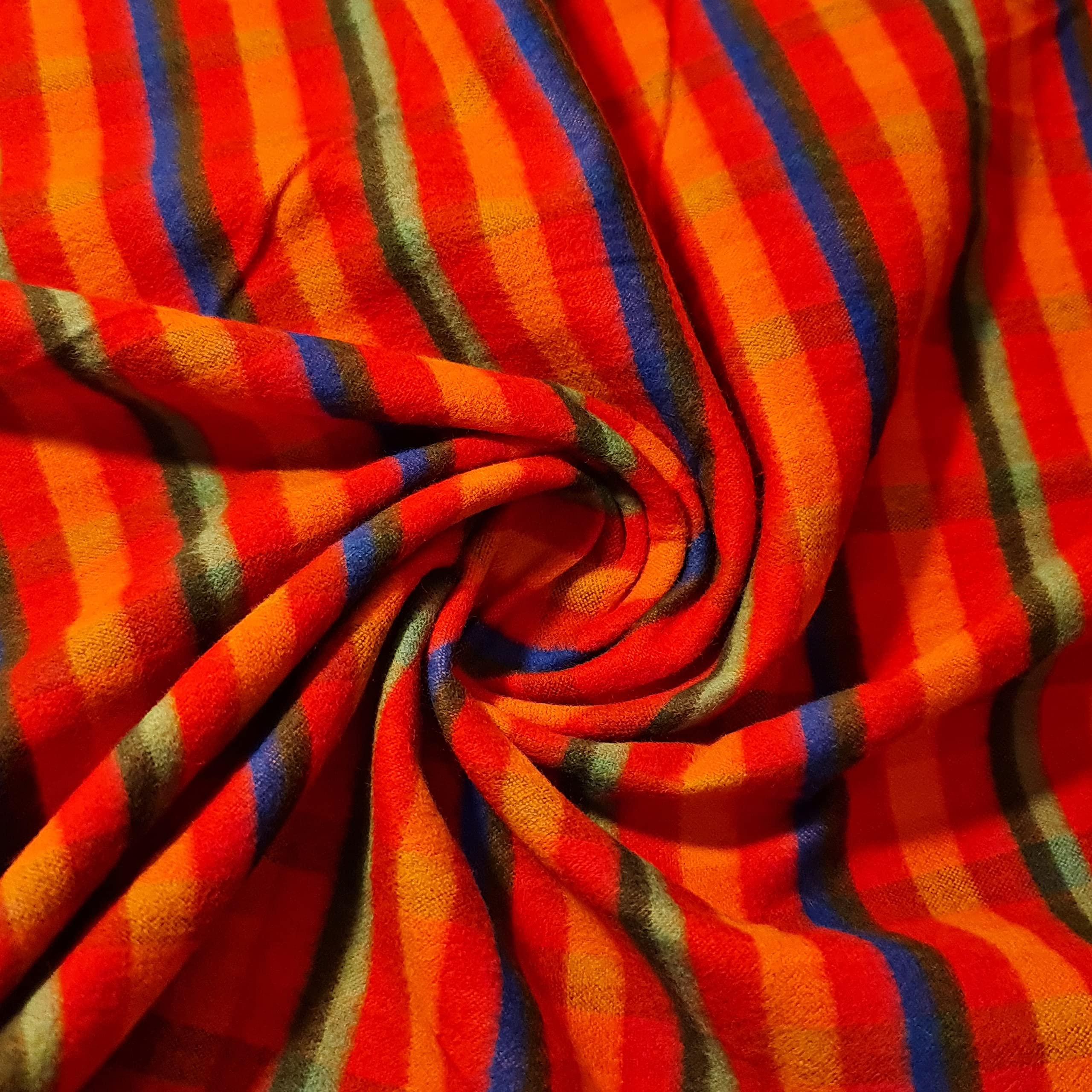 New 100% Brushed Cotton Flannel Fabric Tartan Winceyette Craft Dress Material 44" - 112 cm Wide Sold As 1 Meter Pre - Cut Lengths (Orange Multi Tartan)