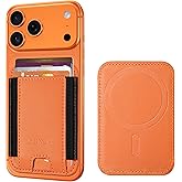 HiWe for MagSafe Wallet, Stronger Magnetic Wallet for iPhone 17/16/15/14/13/12 Series, 7 Cards Holder, Vegan Leather Minimalist Slim RFID, 1 Slot, Cosmic Orange & Black