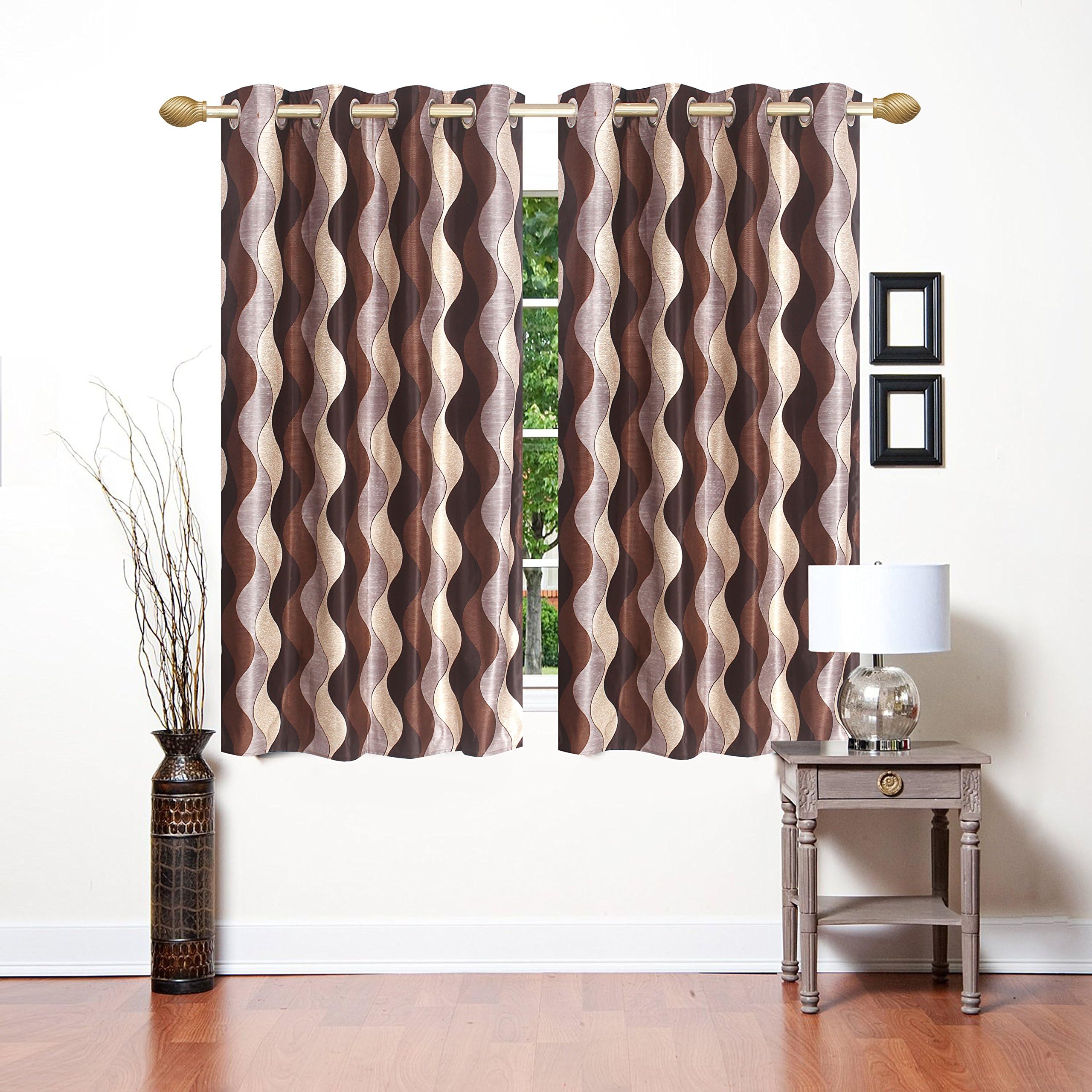 Blexos Saawaan Printed Polyester Window Curtain (5 Feet, Coffee) - Pack of 2 Curtains