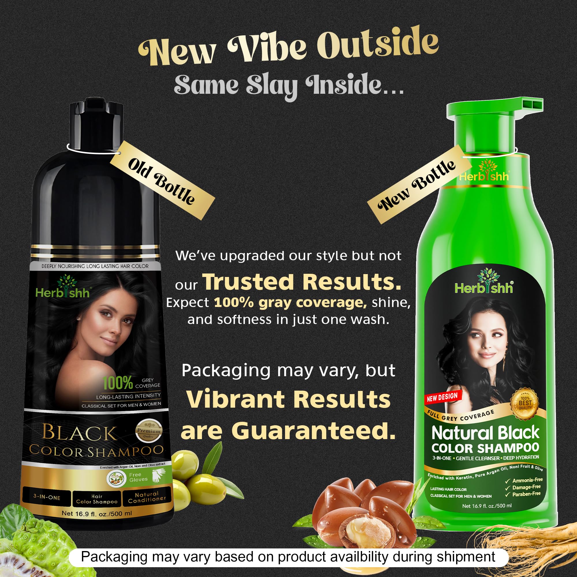 Herbishh Hair Color Shampoo for Gray Hair – Natural Hair Dye Shampoo – Colors Hair in Minutes – Lasts Up To 3-4 Weeks – 500ML – 3-In-1 Hair Color – Colors, Cleanses, and Conditions (Black)