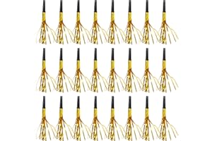 GIFT BOUTIQUE 50 Pcs Metallic Fringed Party Blowers Noise Makers Gold Black Blowout Whistle Noisemakers New Year Eve Birthday Party Favor Supplies Events