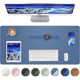 Leather Desk Pad Blotter,Mouse Pad,Office Desk Mat, Non-Slip PU Leather Desk mat,Large Desk mat,Waterproof Keyboard mat for Office/Home/Decor (Grey Blue,23.6" x 13")