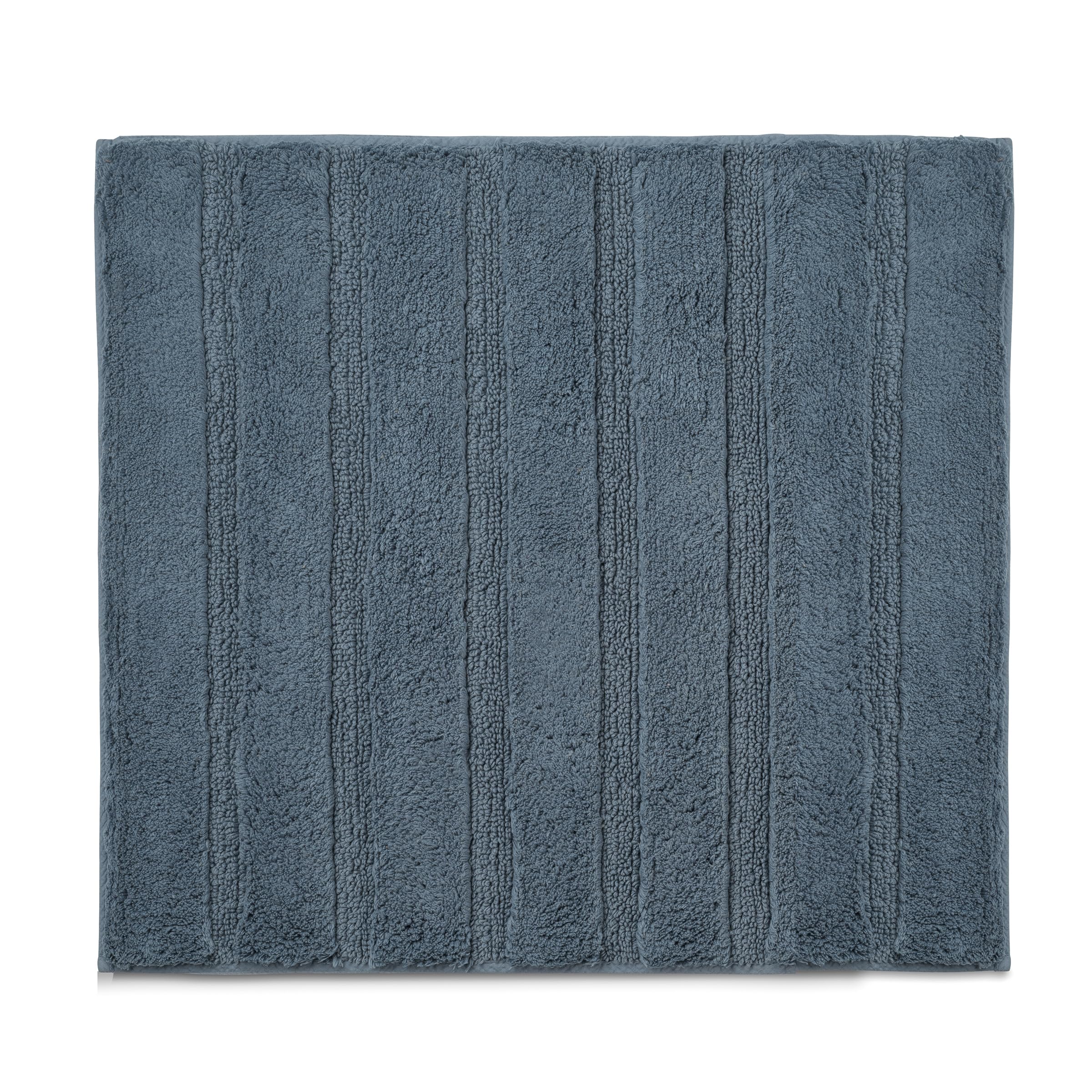 kela Bath Mat Non-Slip 55 x 65 x 1.6 cm Megan Bathroom Rug Blue Washable Recycled Cotton Bath Mat in High/Low Design Smoke Blue — image 1