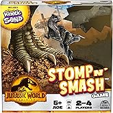 Jurassic World Dominion, Stomp N’ Smash Board Game Sensory Dinosaur Toy with Kinetic Sand Jurassic Park Movie Family Game, fo