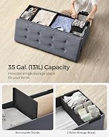 SONGMICS Storage Ottoman Foldable 38x110x38 cm Slate Grey LSF277G51 view 5